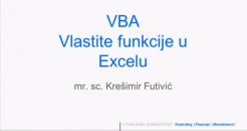 [VIDEO] VBA - Vlastite funkcije u Excelu